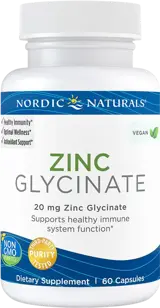 Nordic Naturals Zinc Glycinate 20 mg Цинк Глицинат за Имунитет и Възстановяване х 60 капсули
