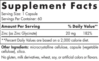 Nordic Naturals Zinc Glycinate 20 mg Цинк Глицинат за Имунитет и Възстановяване х 60 капсули