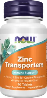 NOW Foods Zinc Transporters Matrix with Zinc Gluconate, L-OptiZinc®, Picolinate, Bisglycinate Albion™ Матрица с Няколко Форми на Цинк - 90 таблетки, 90 дози