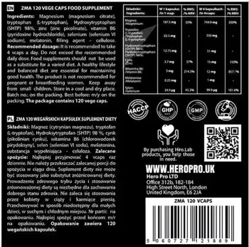HIRO.LAB ZMA с 5-HTP, Мелатонин, L-Триптофан и Селен за Подкрепа на Тестостерона и Качествен Сън