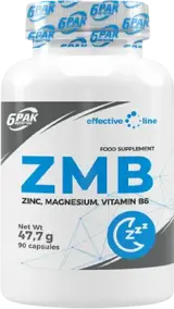 6PAK Nutrition ZMB Цинк, Магнезий и Витамин В6 - 90 капсули, 45 дози